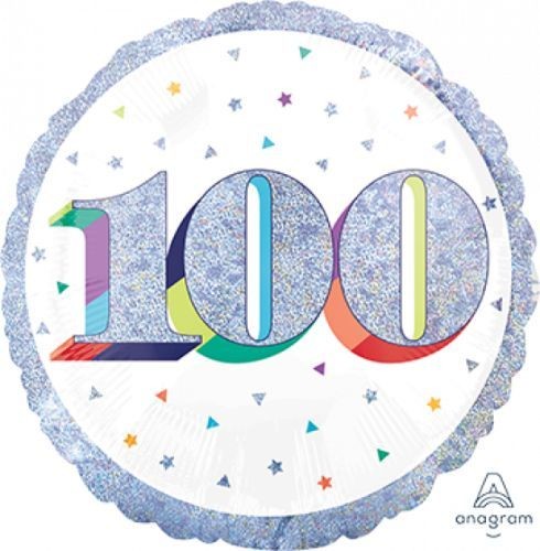 45cm Standard Balloon Holographic Here's to Your Birthday 100