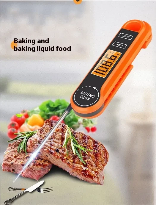 Folding Electron Spectrum Barbecue Thermometer Digital Display Written Test Large Screen Waterproof