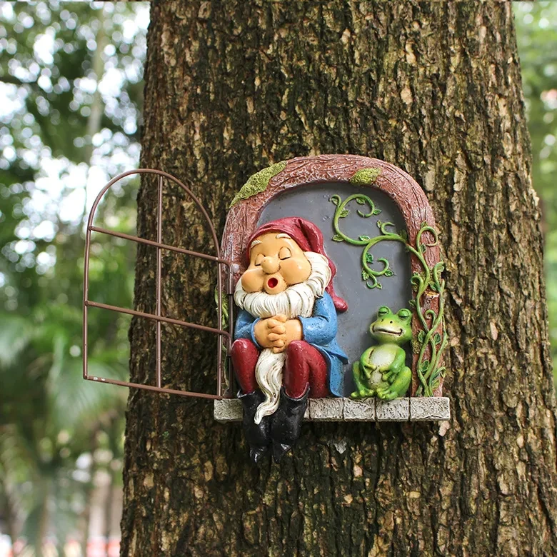 Sleeping Dwarf Doors And Windows Tree Pendant Resin Crafts