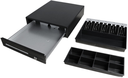 Maken CK-410 Cash Drawer 4 Note 8 Coin Black Front 24V