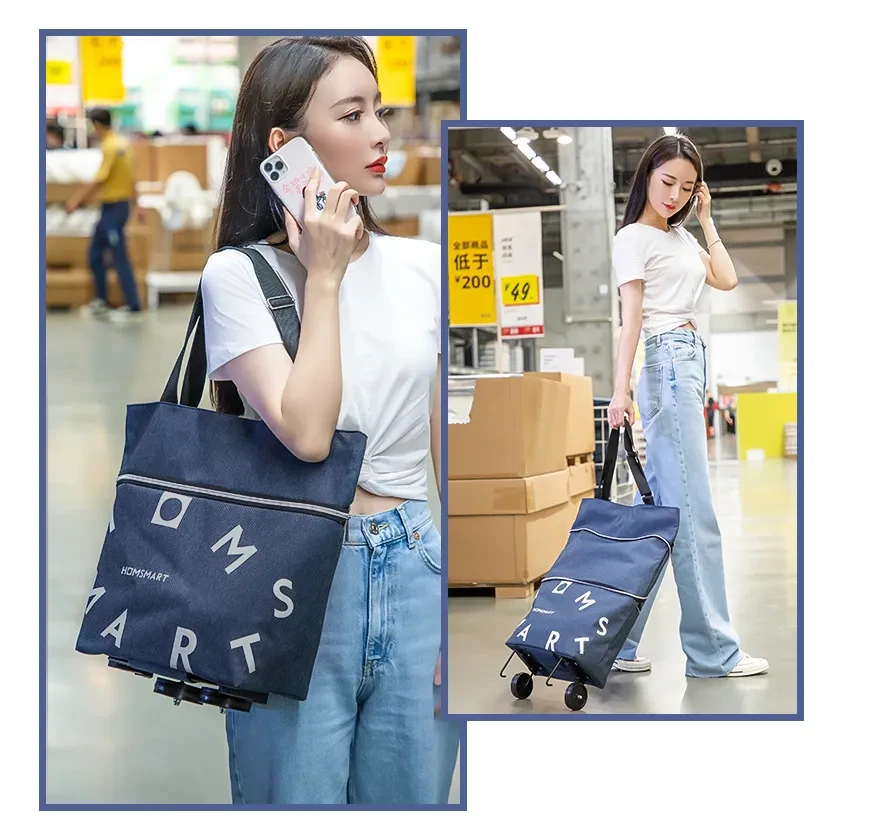 Pull Cart Shopping Food Organizer Trolley Bag On Wheels Bags Folding Portable Shopping Bags Buy Vegetables Bag Tug Package