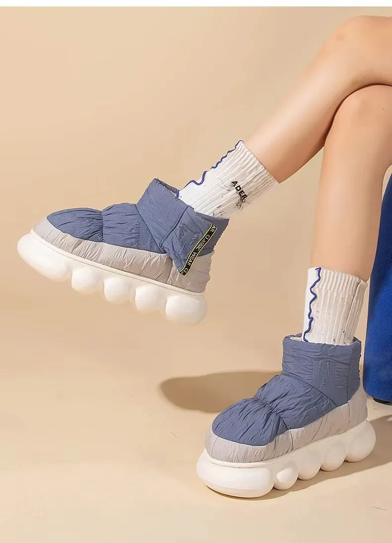 Winter Thick-Soled Couples Wear Waterproof and Non-Slip Velvet Warm Cotton Slippers Indoors and Outdoors