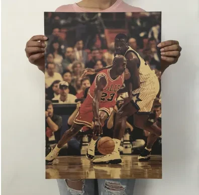 Basketball star retro nostalgic kraft paper poster