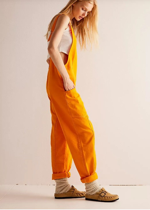Women's Casual Suspender Trousers in Solid Colors