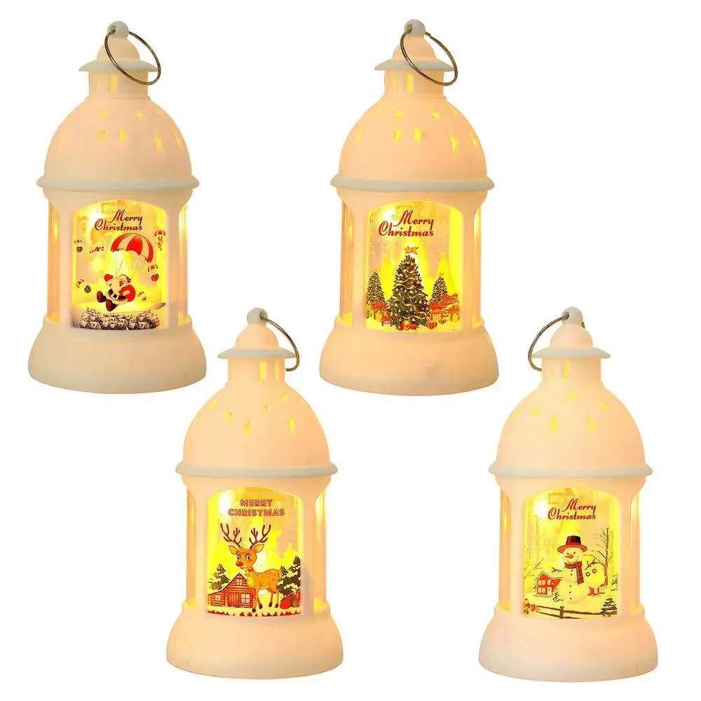 Christmas Lantern LED Lighted Snowman Lamp With Santa Claus Decorative Hanging Lanterns Christmas Snow Globes Gifts For Children