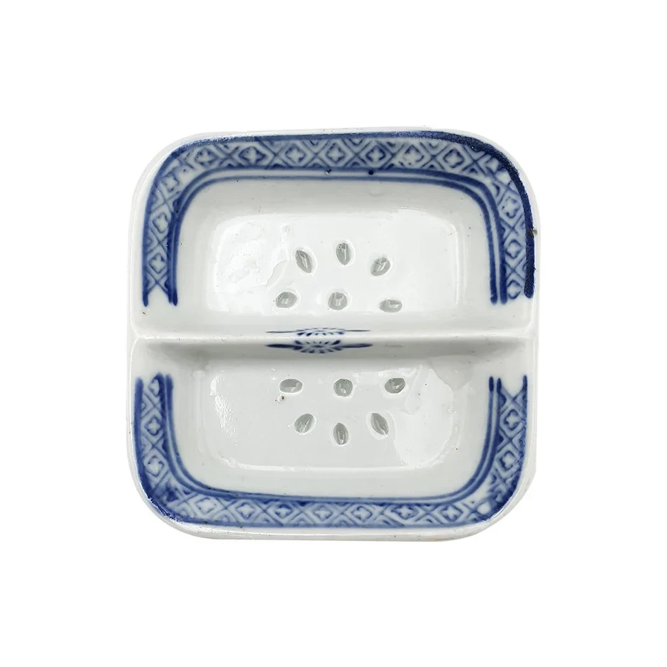 Crockery Sauce Dish 2 Compartment Rice Pattern