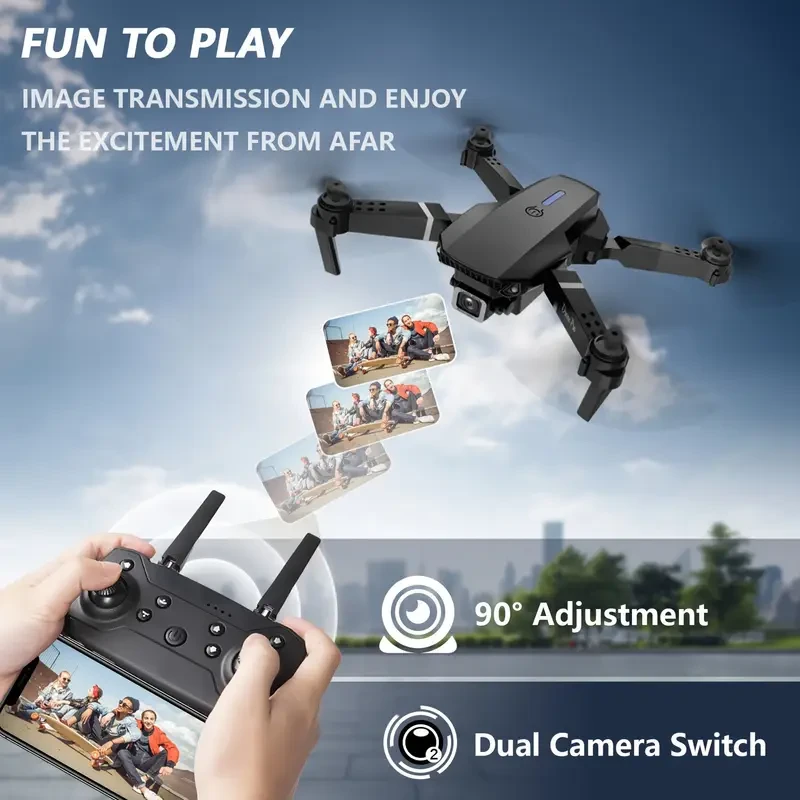 E88 Remote Control Aircraft  HD Dual Camera Foldable Drone for Beginners and Enthusiasts