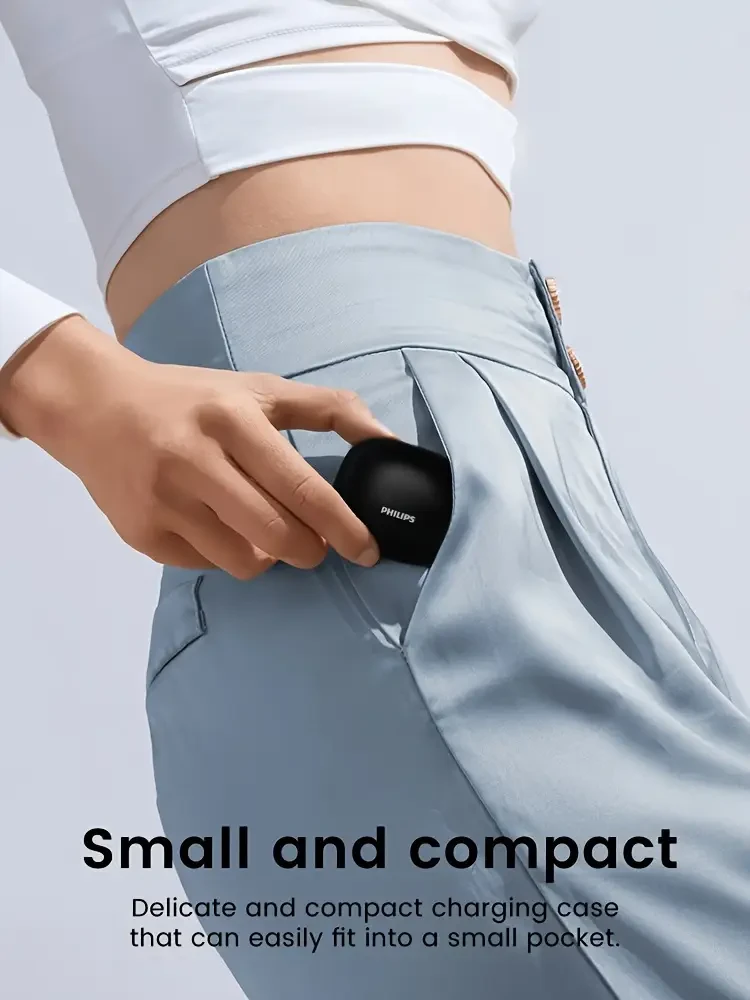 Philips Wireless Earbud Headphones  Noise Cancelling, Condenser Microphone, and Fast Charging for Gaming and Voice Calls