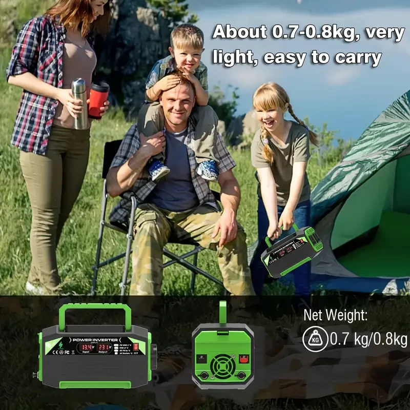 HAVEN THREADS Portable Power Inverter 1000W/500W  DC 12V to AC 220V/230V Voltage Converter for Outdoor Travel and Vehicles