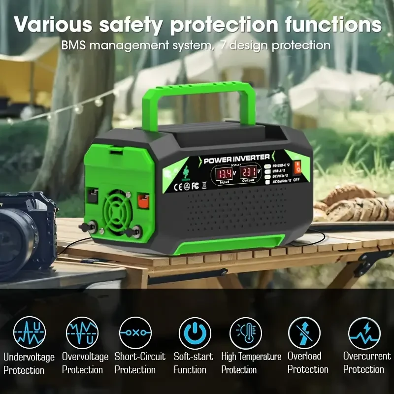 HAVEN THREADS Portable Power Inverter 1000W/500W  DC 12V to AC 220V/230V Voltage Converter for Outdoor Travel and Vehicles
