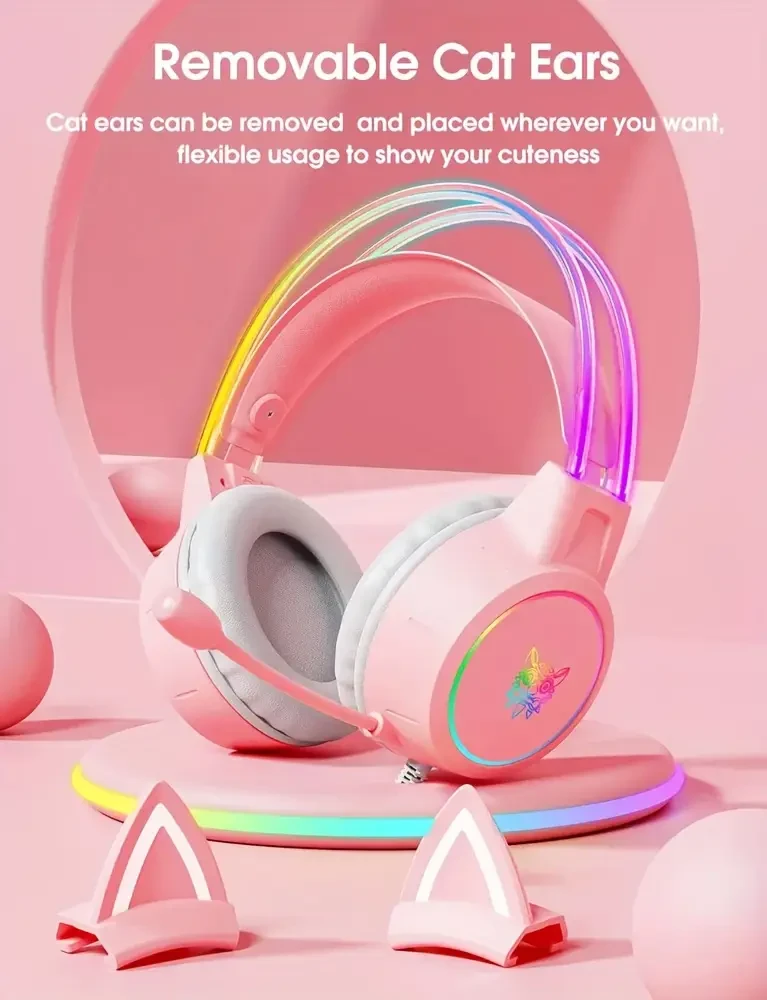 ONIKUMA X15 Gaming Headset: Cat Ear Design, RGB Lighting, and Premium Comfort for Gamers