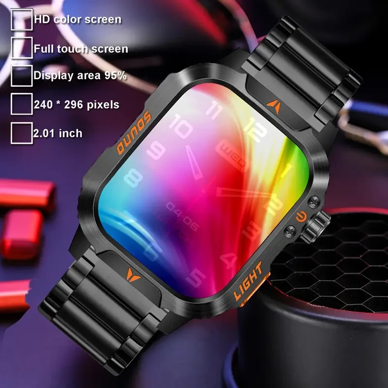 COIUSOR Stylish Square Mens Outdoor Sports Smart Watch