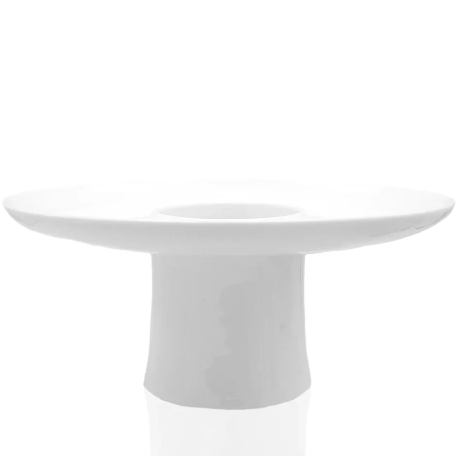 Crockery Raised Round Platter White 12"