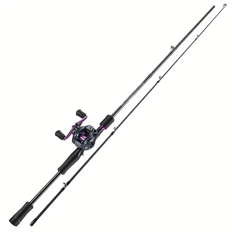 Sougayilang 2-Section Fishing Rod & Baitcasting Reel Set Medium Power Carbon-Fibre Combo