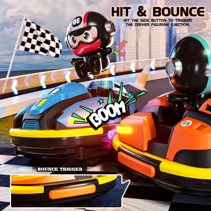 EOHEMERAL Remote Control Drift Stunt Bumper Car  Two-Person Racing Toy with Music & Lights