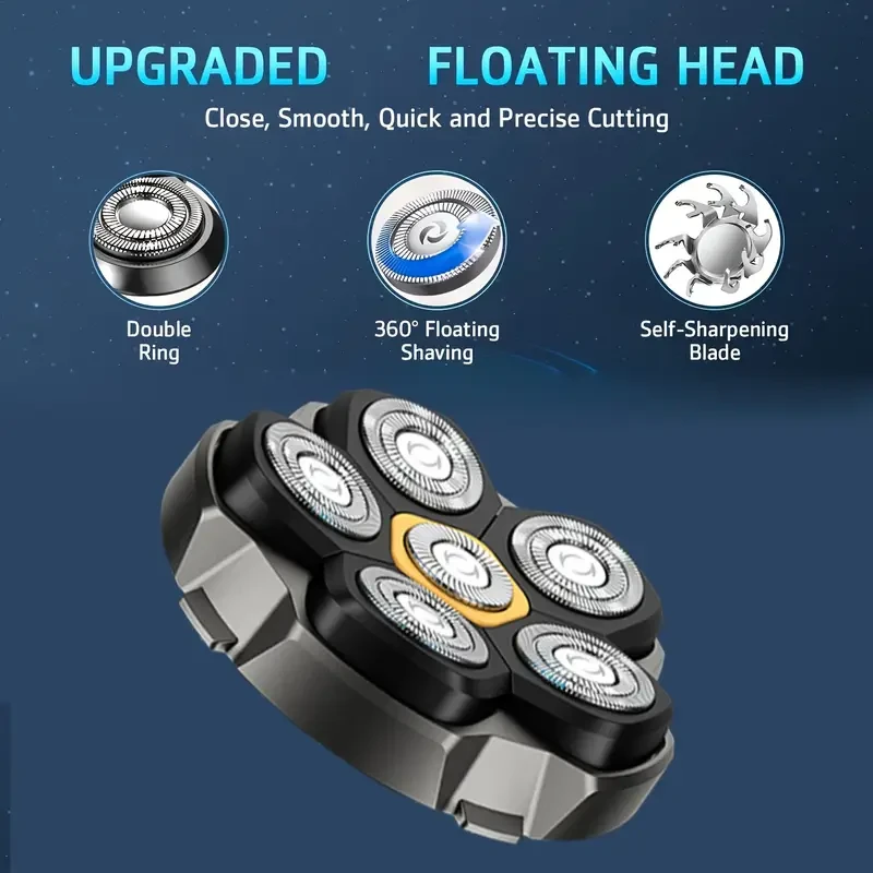 FEIYBA Cordless Electric Shaver with Spare Blade Mesh  6-Speed Rotating Shaver, USB Rechargeable