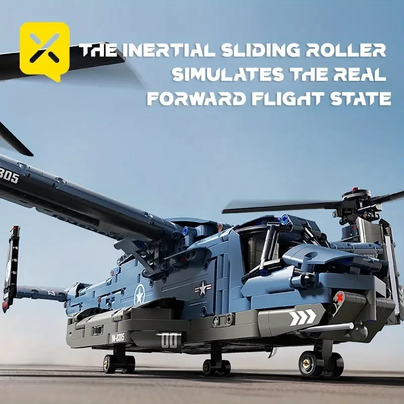 XINGYA YOUPIN 1486pcs Dynamic Tilt-Rotor Fighter Jet Building Block Model  1:72 Scale Collectible