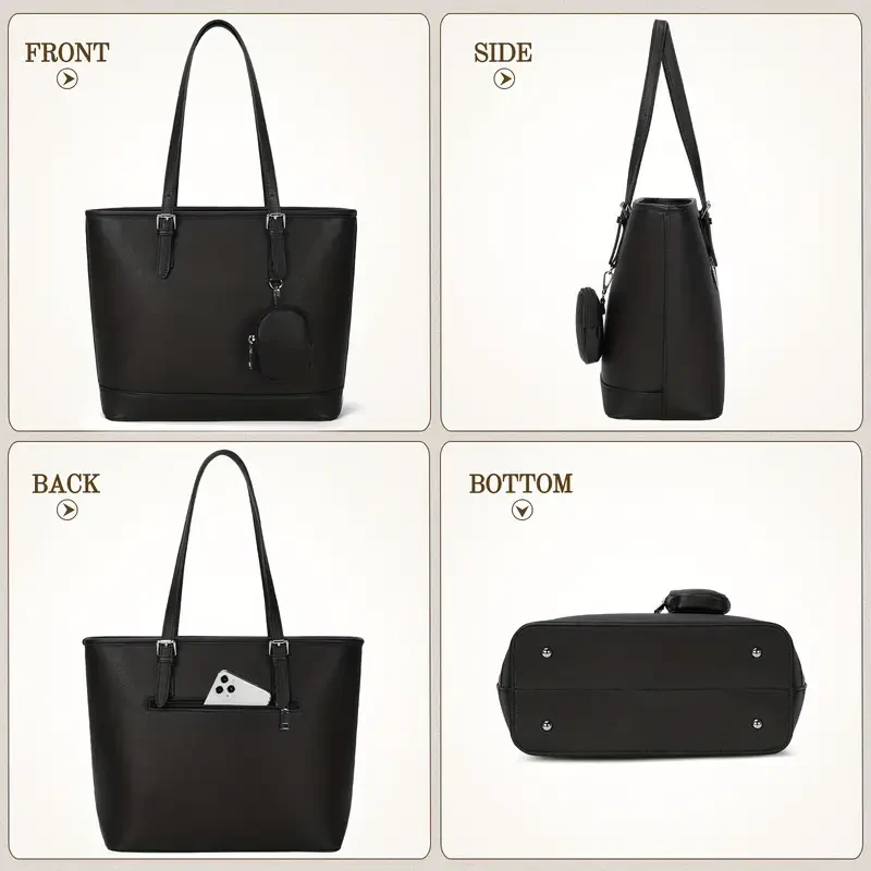 NEWHEY Womens Tote Bag Large Capacity Faux Leather Shoulder Handbag with Removable Pouch