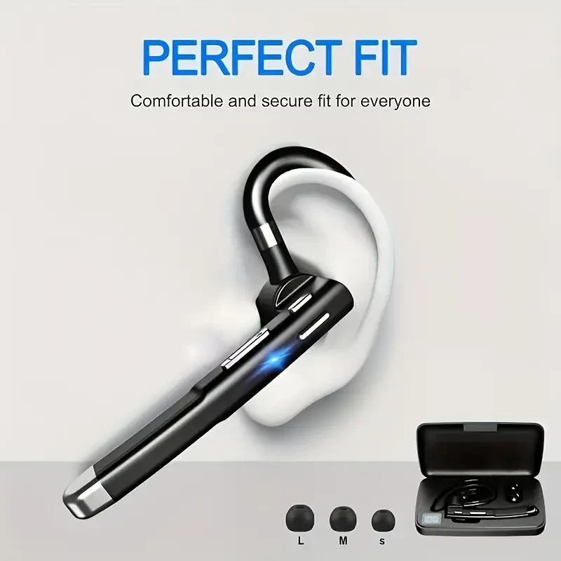 SENBOWE LED Digital Display Single-Ear Wireless Headset Touch Control, Noise-Cancelling Mic & Type-C Charging