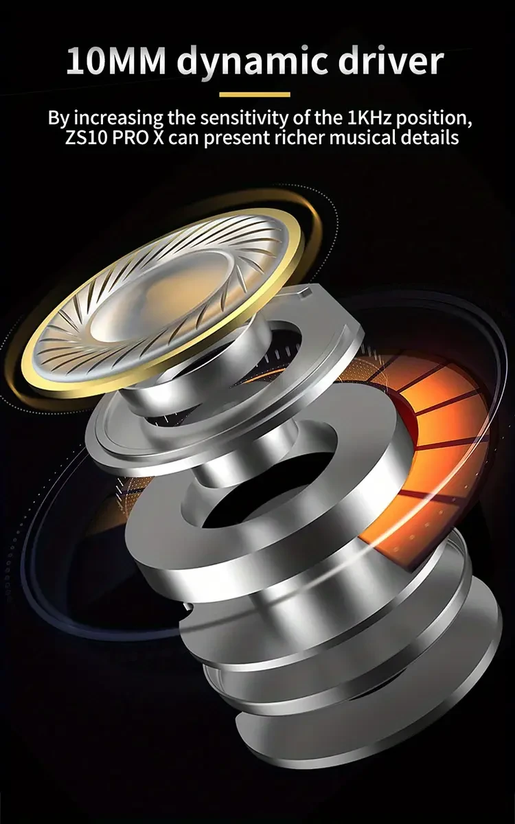 KZ ZS10 PRO X In-Ear Monitors  5-Driver Hi-Fi Metal Earphones with Detachable Cable