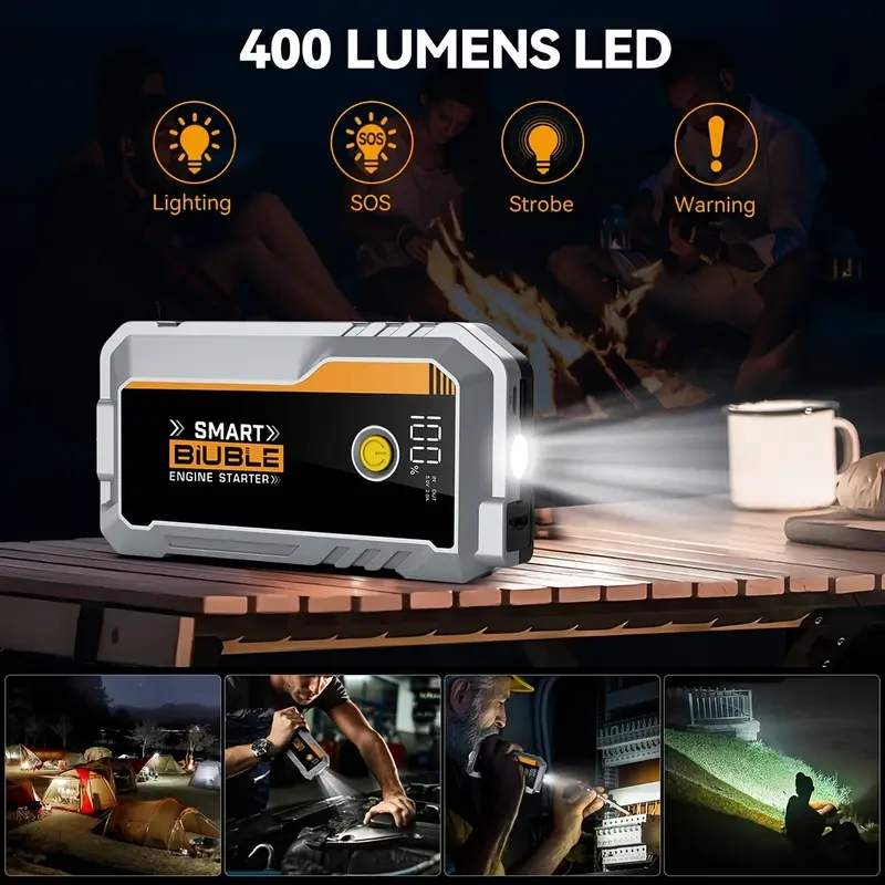 BIUBLE Portable Car Jump Starter  7000A Peak Power Bank with QC3.0 USB & LED Emergency Light