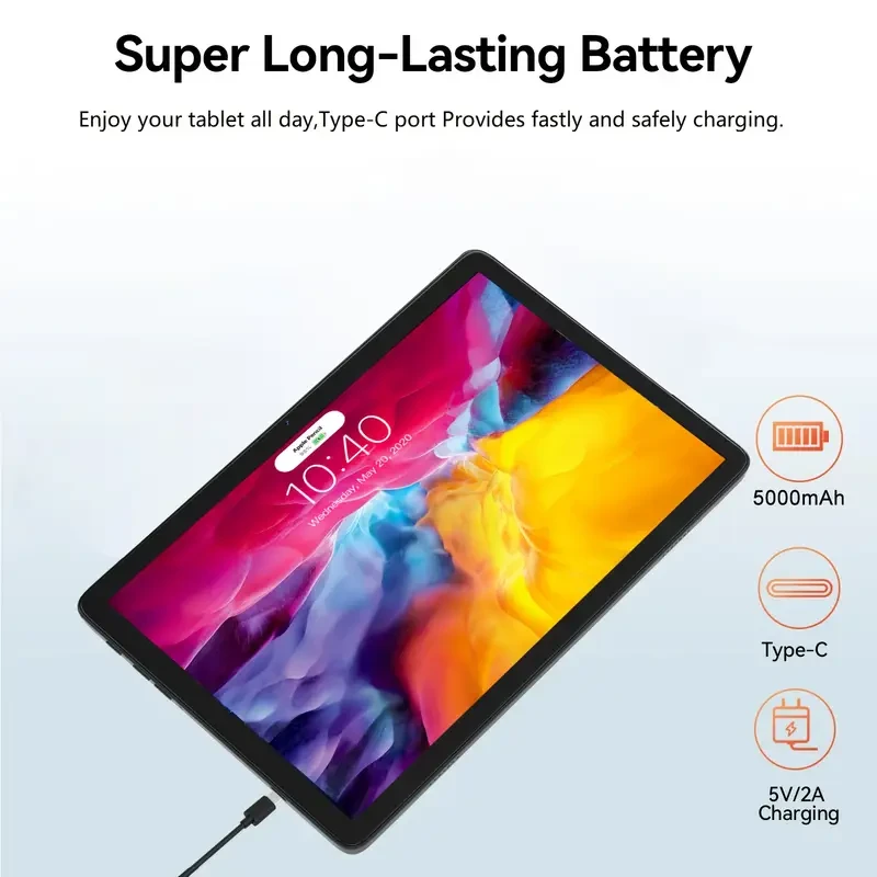 CRELANDER W30 Pro 2-in-1 Android 15 Tablet PC  12GB RAM, 128GB Storage & 10.1-Inch Display