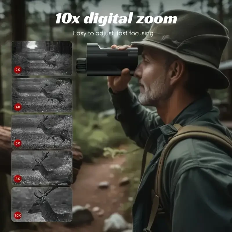 HIJOY 10X Digital Zoom Night Vision Goggles Infrared Scope with Compass & USB Rechargeable Battery