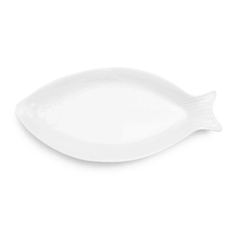 Crockery Fish Shape Plate White 10"