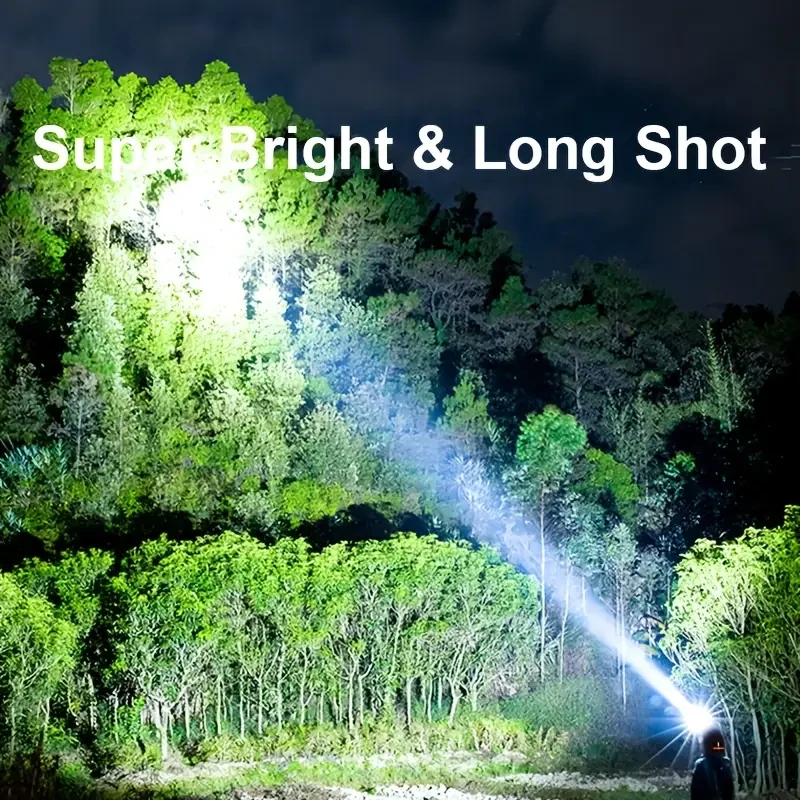 SMILING SHARK TD2003 Ultra-Bright LED Headlamp  Type-C Rechargeable, 3 M90 LEDs, Red Warning Light (ABS, USB Cable Included)