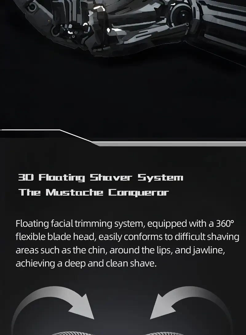 WITZIO Mech World Mens Electric Shaver Dual Blades, Double-Ring Net, USB-Rechargeable (400 mAh), Portable Grooming Tool with Storage Box