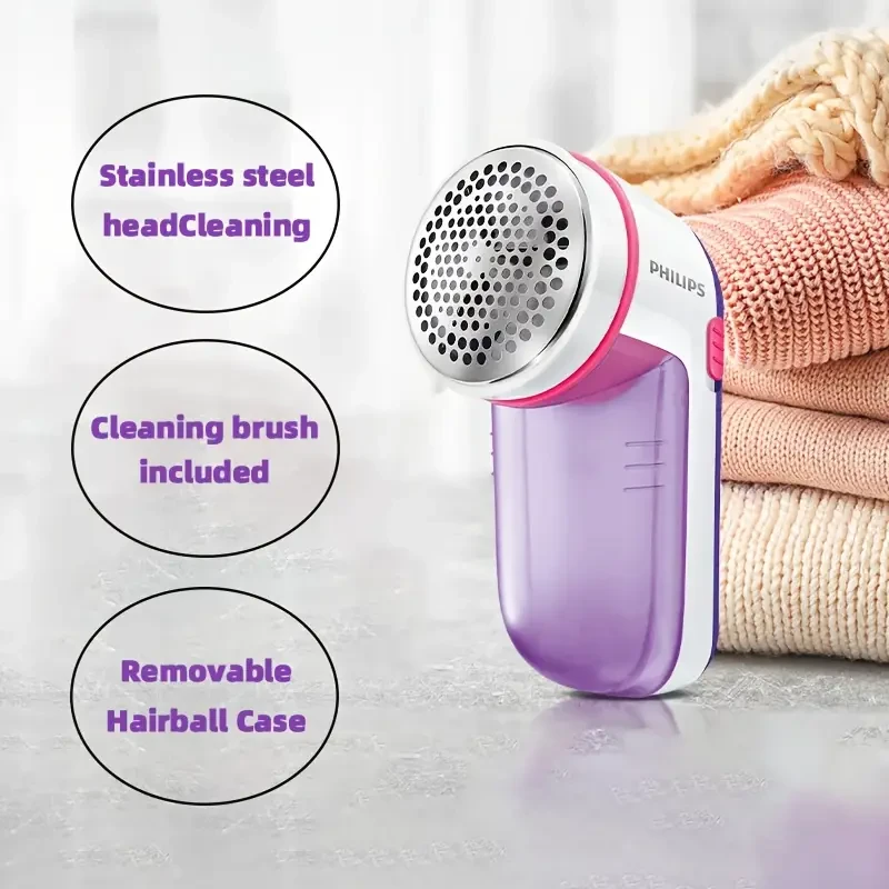Philips Fabric Lint Remover 8,800 RPM, Large Blade Surface, 3-Size Filter, Easy-Empty Container (Battery Powered)