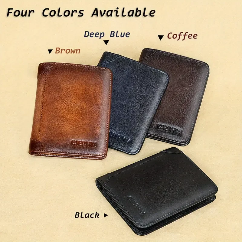CIEPHIA Slim RFID Card Holder  Top-Grain Leather, Vintage Dark Brown (Mens Minimalist Wallet with ID Window) Compact, secure, and built to la