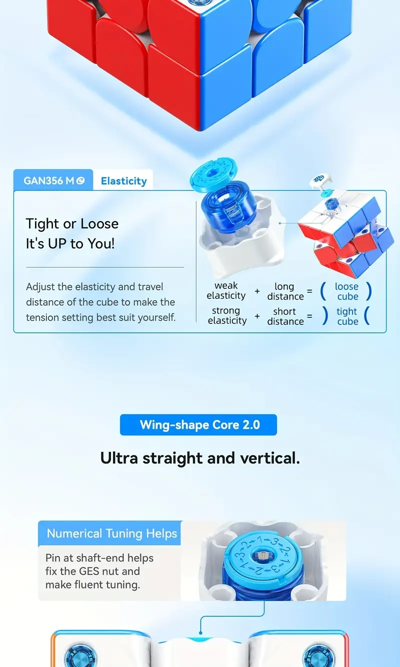 GanCube GAN356M E 33 Magnetic Speed Cube Stickerless Educational Puzzle (ABS, Mixed Colours)