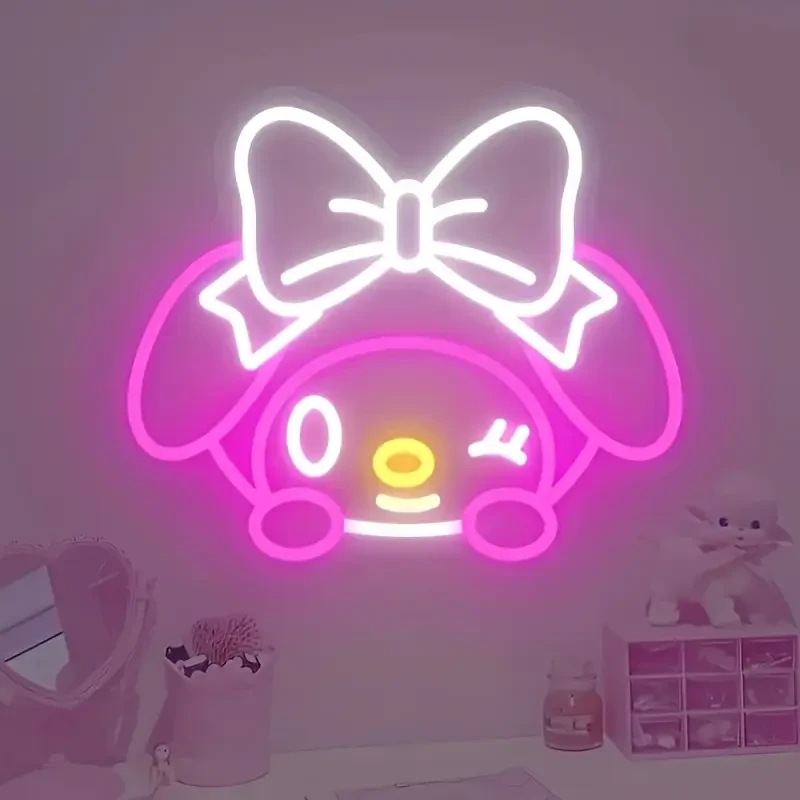 For My Melody Neon Wall Light  USB-Powered Pink Bow LED Lamp (Sanrio) Sweet, glowing charm for any NZ bedroom