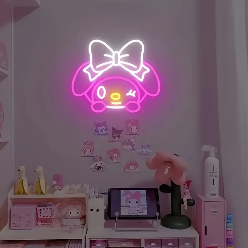 For My Melody Neon Wall Light  USB-Powered Pink Bow LED Lamp (Sanrio) Sweet, glowing charm for any NZ bedroom