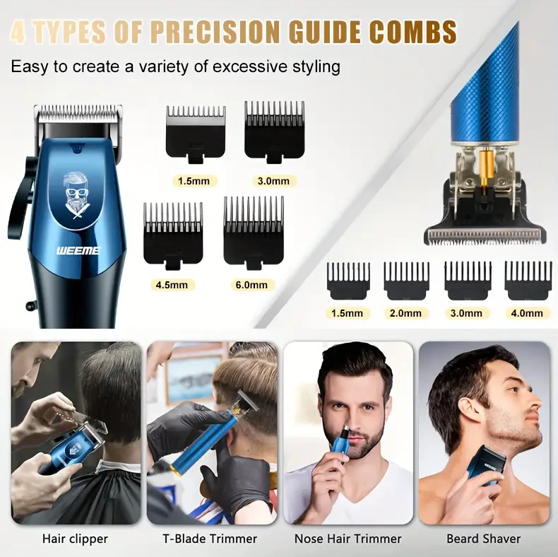 WEEME 4-in-1 Mens Electric Hair Clipper Set Wireless Grooming, Professional Style, Effortless Confidence