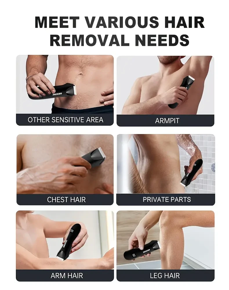 WEEME Mens Body Hair Trimmer  Safe, Powerful & Precise Grooming for Every Man