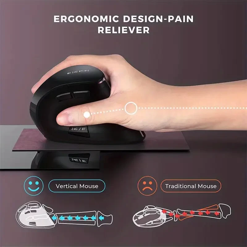 JOMAA Wireless Vertical Mouse  Ergonomic Comfort, Dual Mode, and Silent Precision