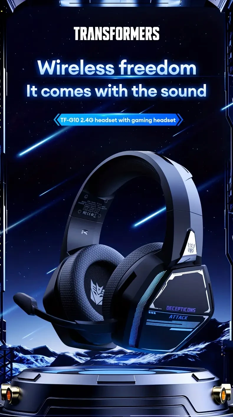 Transformers TF-G10 Gaming Headset 2.4G Wireless, 7.1 Surround & Long Battery Life