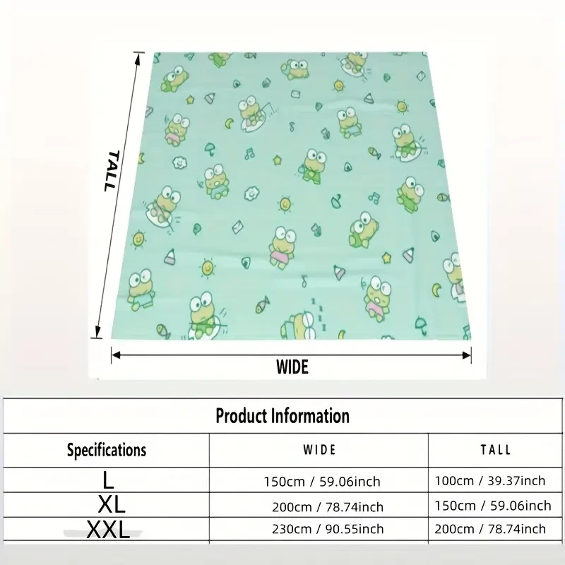 Sanrio Kuromi & Hello Kitty Mini Cooling Bedspread  Official Licensed Anime Blanket in Mint Green