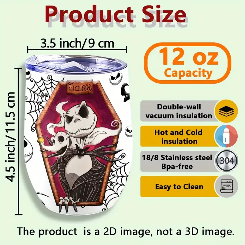 Nightmare Before Christmas Jack Skellington & Sally Stainless Steel Travel Mug  Iconic, Insulated & Collectible