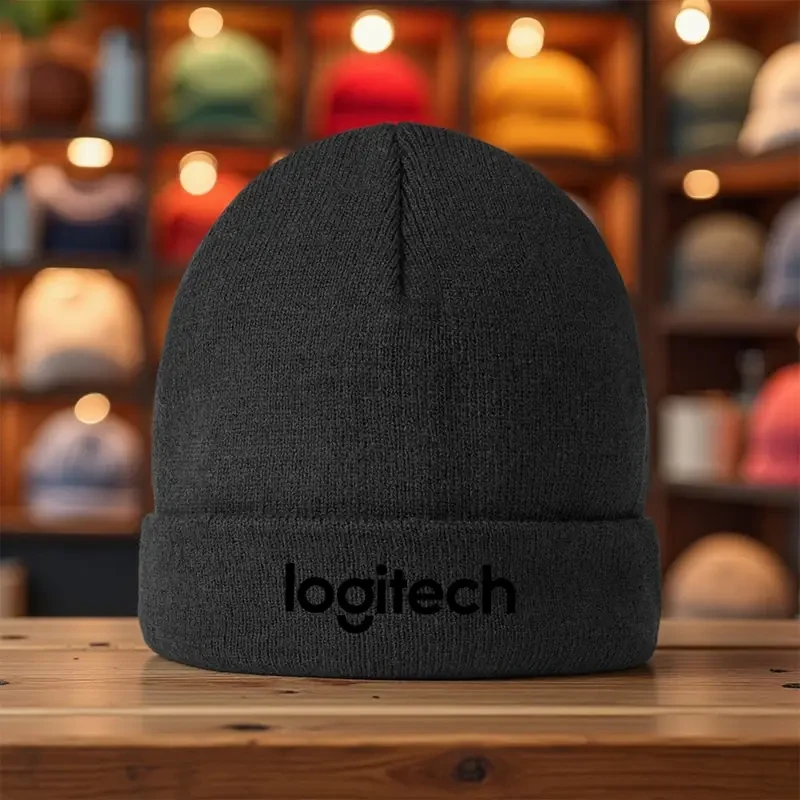 Logitech Branded Stretchy Knit Beanie Hat  Warm, Stylish & Officially Branded