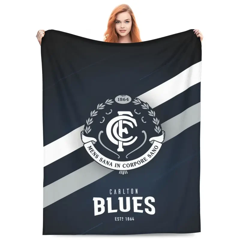 AFL Carlton-Inspired Cozy Flannel Throw Blanket  Soft, Warm & Lightweight