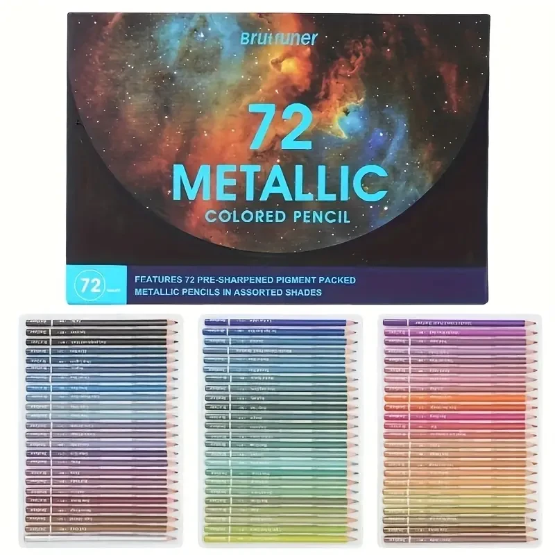 Brutfuner 72-Color Metallic Pencil Set Vibrant, Smooth & Artistic