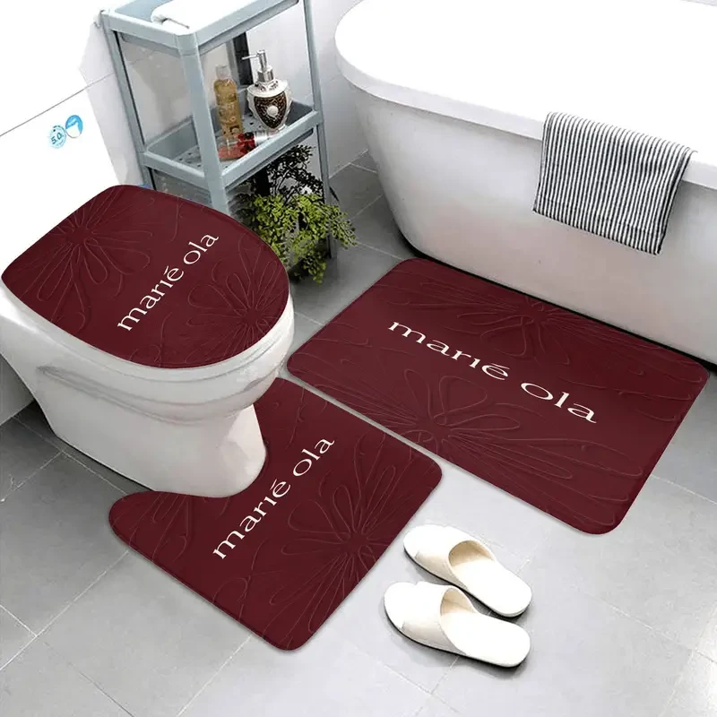 Marie Ola Themed Set Three-Piece Bathroom Floor Mat Set Absorbent and Comfortable Bathroom Mats