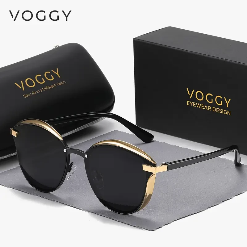 VOGGY Retro Butterfly Polarized Fashion Glasses Stylish Metal Frame Sunglasses for Men & Women