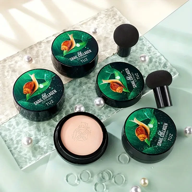 1pc Snail Collagen CC Cream Long-Lasting, Waterproof Foundation with Moisturizing Effect for All Skin Types