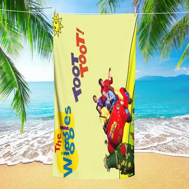 The Wiggles Official Character Beach Towel & Storage Bag  2-in-1 Foldable Design for Swimming, Travel, and Outdoor Fun