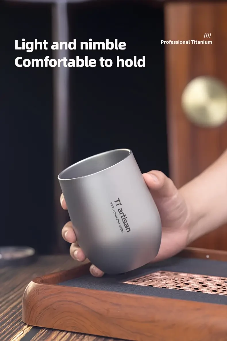 Tiartisan 255ml/400ml Outdoor Titanium Water Mug  Lightweight, Double-Walled Drinkware for Camping, Hiking, and Travel