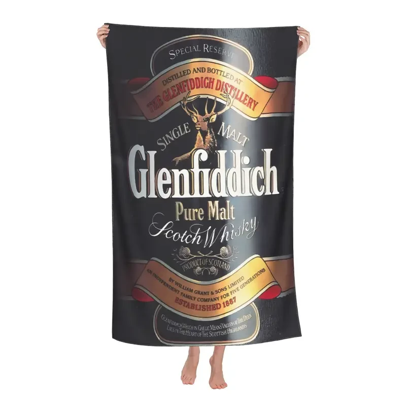 Glenfiddich-Branded Microfiber Quick-Dry Towel  Luxury Accessory for Swimming, Travel, and Beach Days
